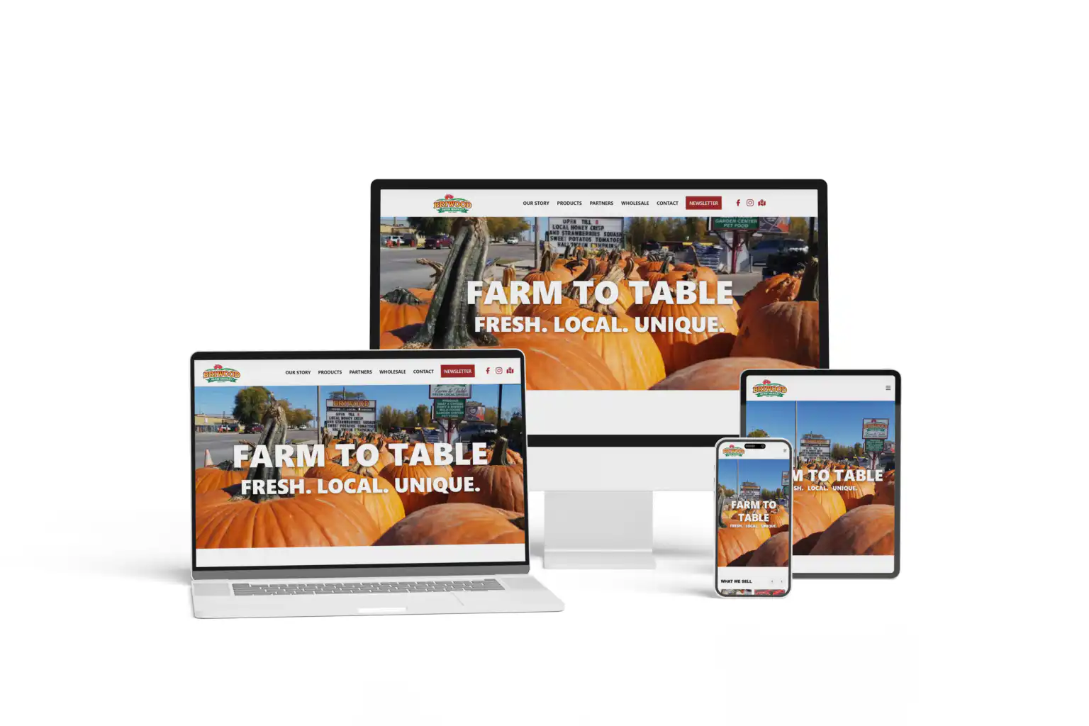 Briwood Farm Market website design and development project showing responsive website design performed by Go Vertical Media Group in St. Thomas Ontario.