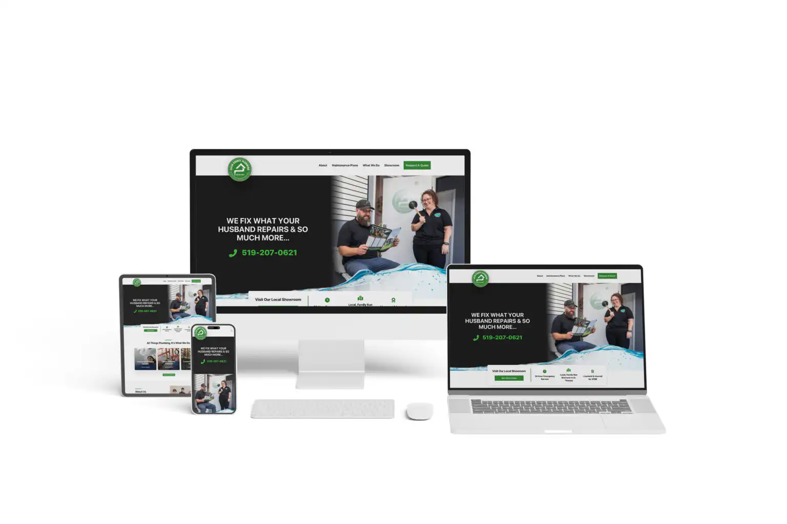 Elgin County Plumbing website design and development project showing responsive website design performed by Go Vertical Media Group in St. Thomas Ontario.
