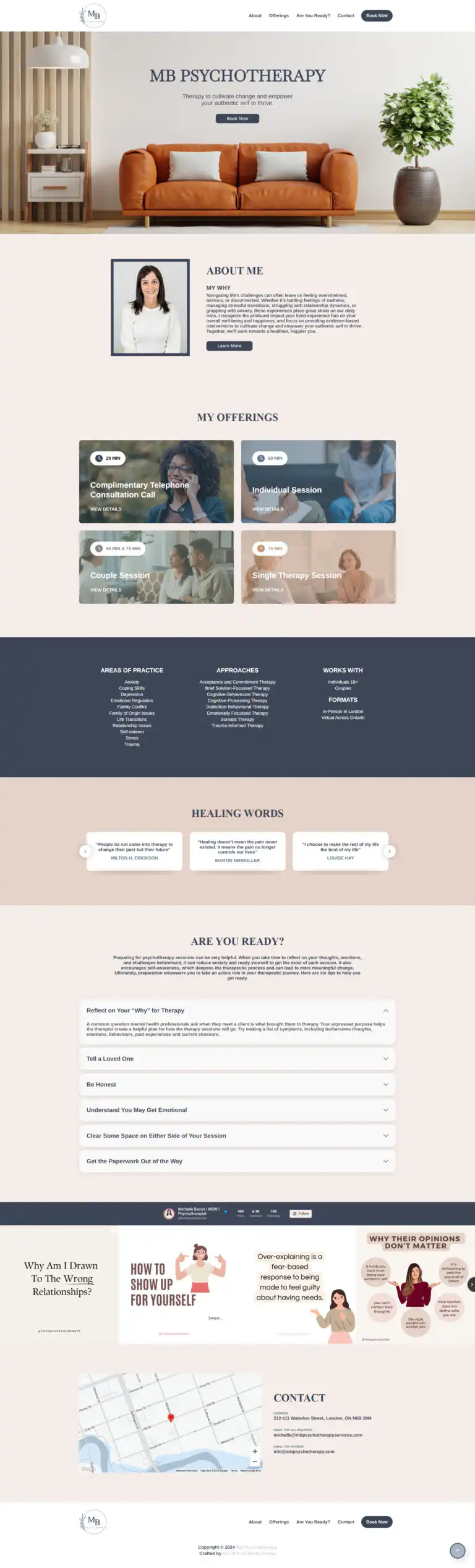 MB Psychotherapy website design and development project performed by Go Vertical Media Group in St. Thomas Ontario.