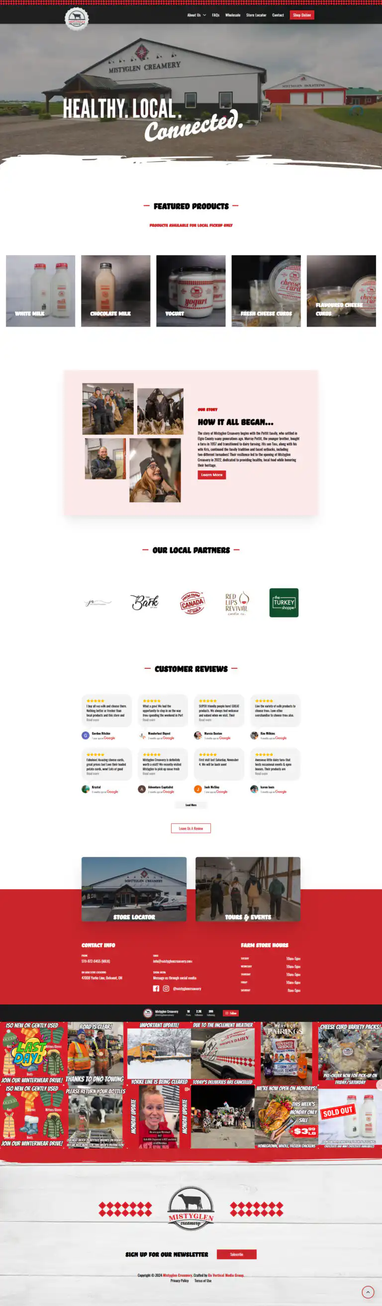 Mistyglen Creamery website design and development project performed by Go Vertical Media Group in St. Thomas Ontario.