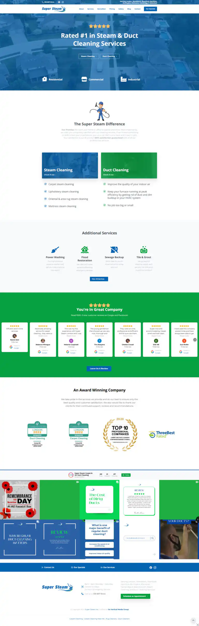 Super Steam website design and development project performed by Go Vertical Media Group in St. Thomas Ontario.