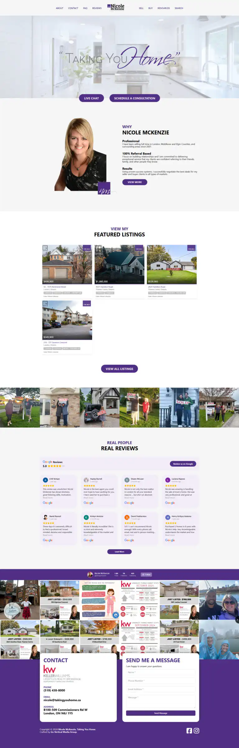 Taking You Home website design and development project performed by Go Vertical Media Group in St. Thomas Ontario.