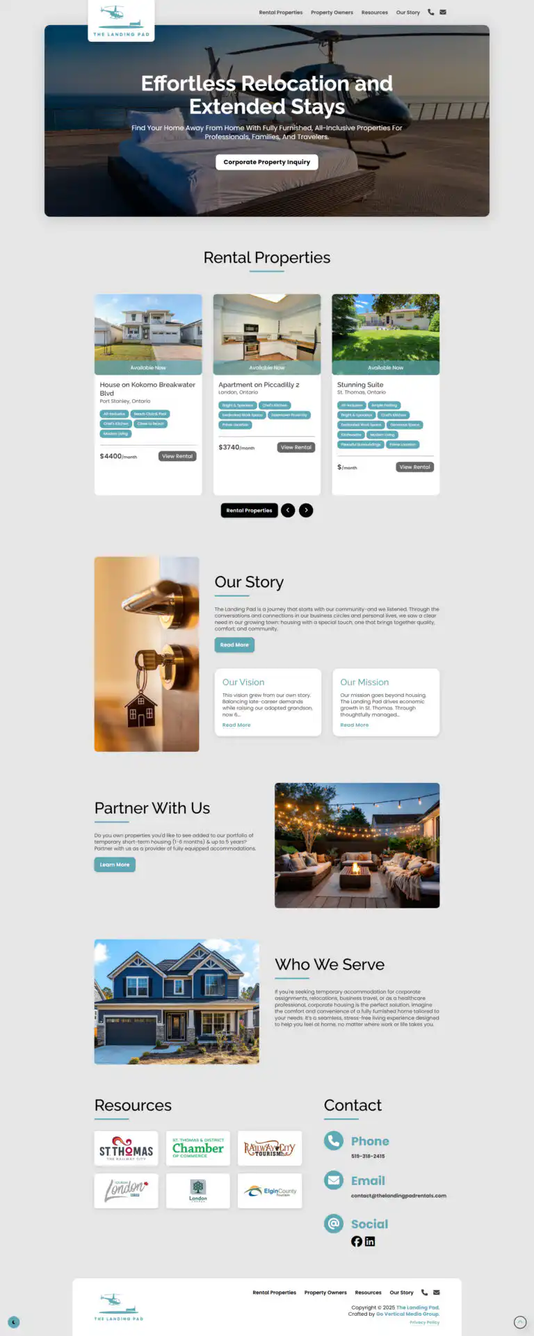 The Landing Pad website design and development project performed by Go Vertical Media Group in St. Thomas Ontario.