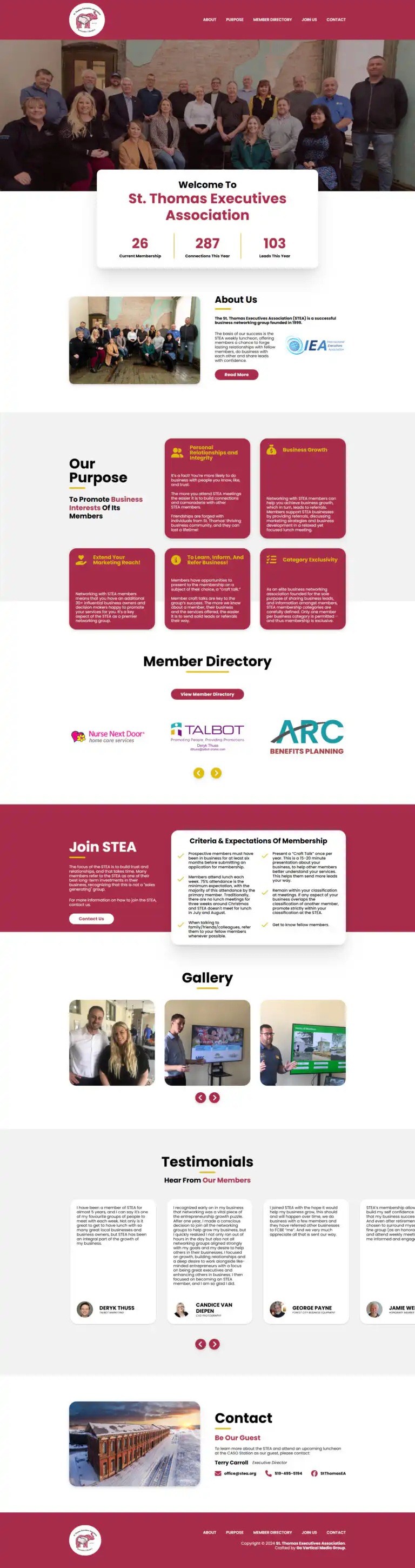 St. Thomas Executives Association website design and development project performed by Go Vertical Media Group in St. Thomas Ontario.
